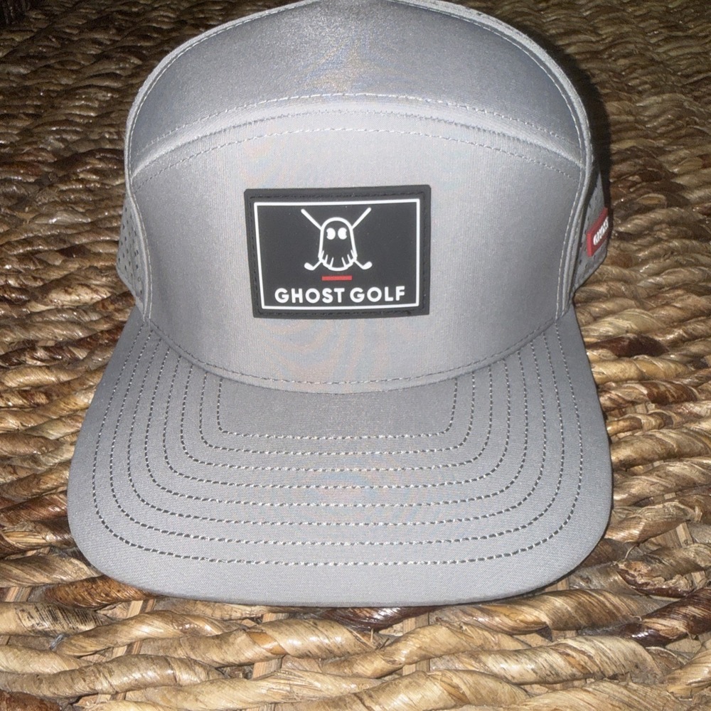 Ghost Golf Performance Hat Gray Snapback 5 Panel Perforated Mens Golf Cap